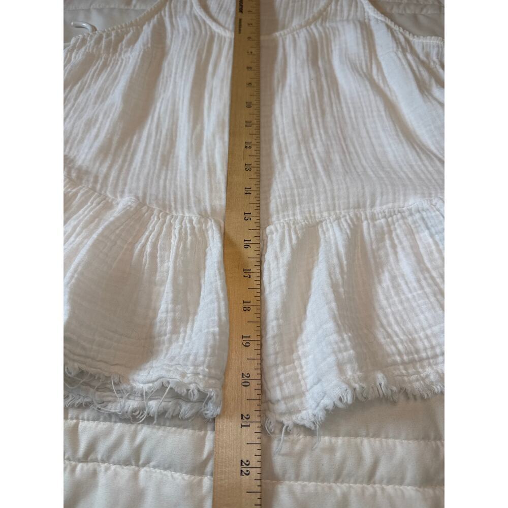 Current Elliott Women's Ballet Tank Top White Cotton Gauze Raw Hem Size 2 - Picture 7 of 7